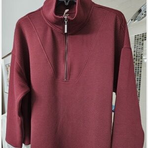 KINESIS QUARTER ZIP BURGUNDY SWEATER - NEW W/O TAGS - SIZE MED